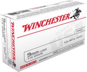 Winchester USA HANDGUN 9mm Luger 115 grain Full Metal Jacket Brass Cased