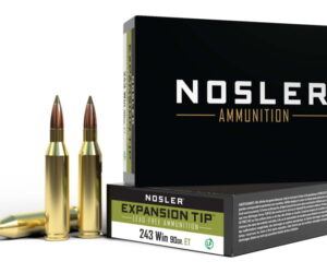 Nosler .243 Winchester 90 Grain E-Tip Lead-Free Brass Cased Centerfire Rifle Ammunition 100rnd
