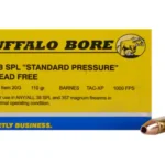 Buffalo Bore Ammunition 38 Special Short Barrel 110 Grain Barnes TAC-XP Hollow Point Lead-Free Box