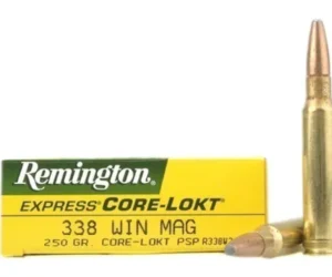 Remington Core-Lokt Ammunition 338 Winchester Magnum 250 Grain Pointed Soft Point Core-Lokt