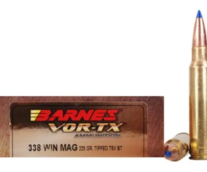 Barnes VOR-TX Ammunition 338 Winchester Magnum 225 Grain TTSX Polymer Tipped Spitzer Boat Tail