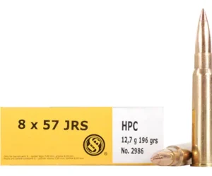 Sellier & Bellot Ammunition 8x57mm JRS (8mm Rimmed Mauser) 196 Grain Hollow Point Copper Cap