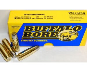 Buffalo Bore Ammunition 458 SOCOM Subsonic 500 Grain Hard Cast Lead Gas Check Flat Nose