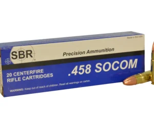 SBR Ammunition 458 SOCOM 350 Grain Full Metal Jacket Box