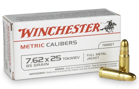 Winchester White Box 7.62x25mm Tokarev FMJ 85 Grain