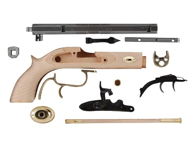 Traditions Trapper Muzzleloading Pistol Unassembled Kit 50 Caliber Percussion 1 in 20" Twist 9.75" Barrel in the White