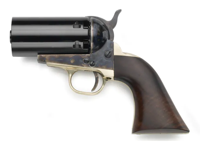 Pietta 1851 Navy Pepperbox Black Powder Revolver 36 Caliber Case Hardened Steel Frame