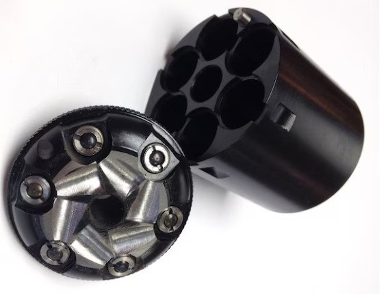 Taylor's & Company Conversion Cylinder 36 Caliber Pietta 1858 Remington Steel Frame Black Powder Revolver 38 Special 6-Round Blue