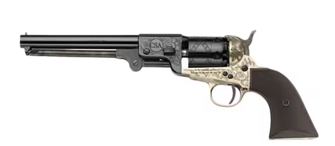 Pietta 1851 CSA Commemorative Brass Black Powder Revolver 44 Caliber 7.5" Barrel Brass Engraved Frame Blue
